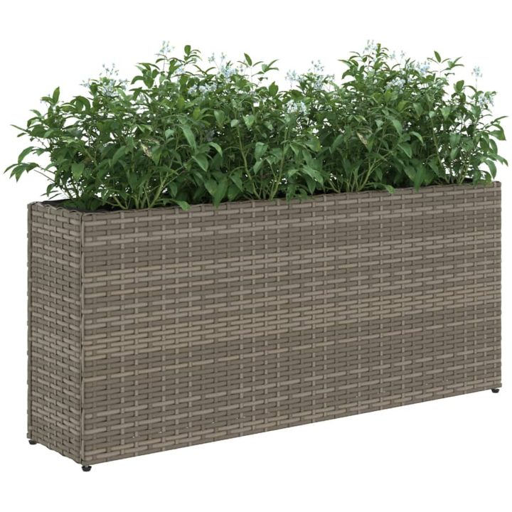 Odlingslådor med 2 krukor 2 st grå 90x20x40 cm konstrotting vidaXL – bild 4