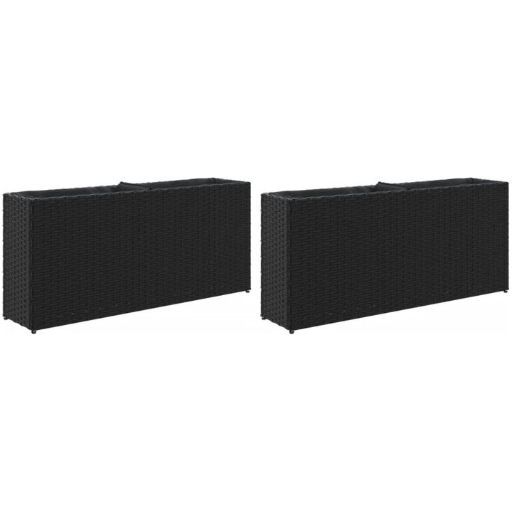 Odlingslådor med 2 krukor 2 st svart 90x20x40 cm konstrotting vidaXL – bild 2