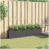 Odlingslådor med 2 krukor 2 st svart 90x20x40 cm konstrotting vidaXL – miniatyr 3