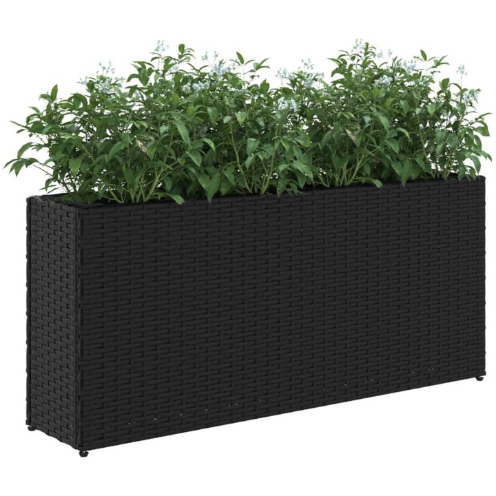 Odlingslådor med 2 krukor 2 st svart 90x20x40 cm konstrotting vidaXL – bild 4
