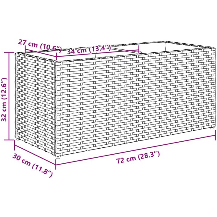 Odlingslådor med 2 krukor 2 st svart konstrotting vidaXL 72 x 30 x 32 cm – bild 12