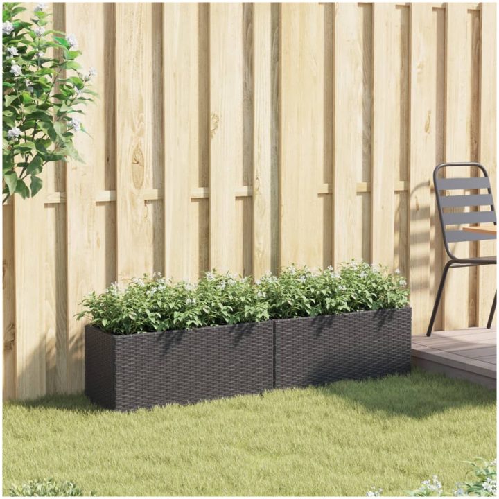 Odlingslådor med 2 krukor 2 st svart konstrotting vidaXL 72 x 30 x 32 cm – bild 3