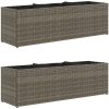 Odlingslådor med 3 krukor 2 st grå konstrotting vidaXL 105 x 30 x 32 cm – miniatyr 2