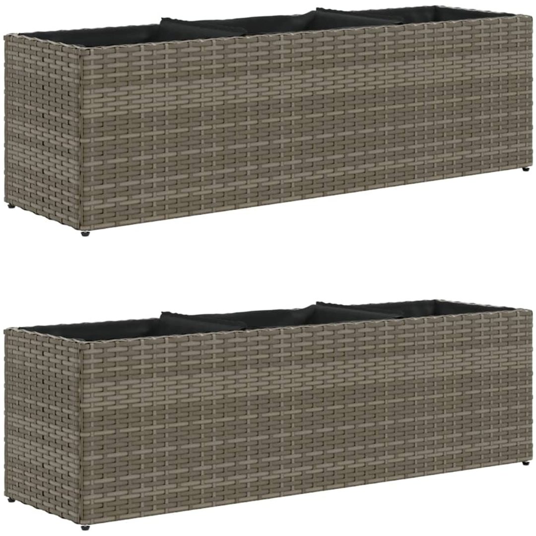 Odlingslådor med 3 krukor 2 st grå konstrotting vidaXL 105 x 30 x 32 cm – bild 2
