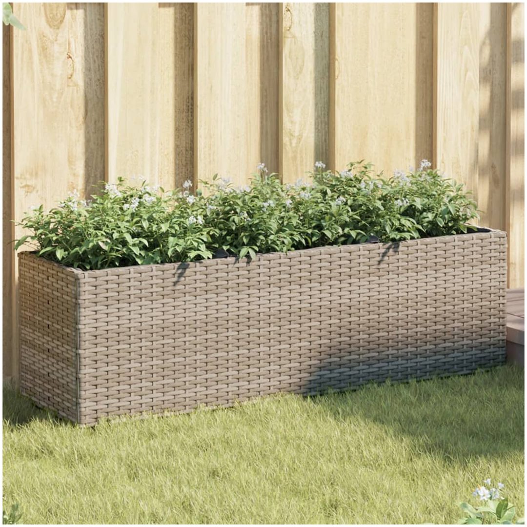 Odlingslådor med 3 krukor 2 st grå konstrotting vidaXL 105 x 30 x 32 cm