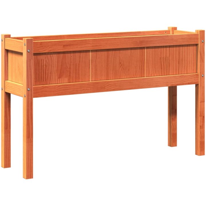 Odlingslådor med ben vaxbrun 110x31x70 cm massiv furu vidaXL – bild 2