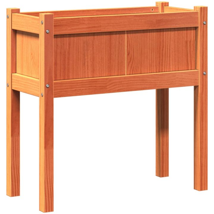 Odlingslådor med ben vaxbrun 70x31x70 cm massiv furu vidaXL – bild 2