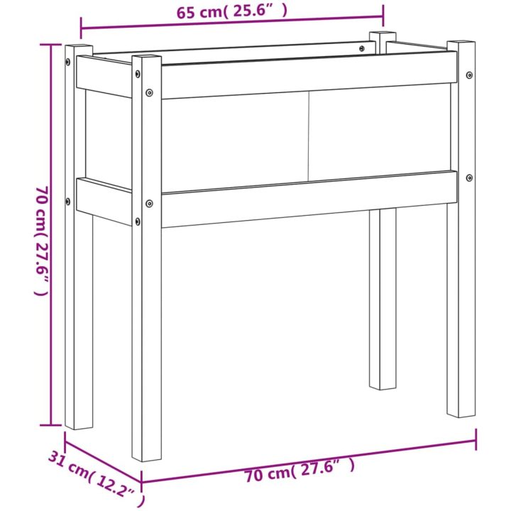 Odlingslådor med ben vaxbrun 70x31x70 cm massiv furu vidaXL – bild 11