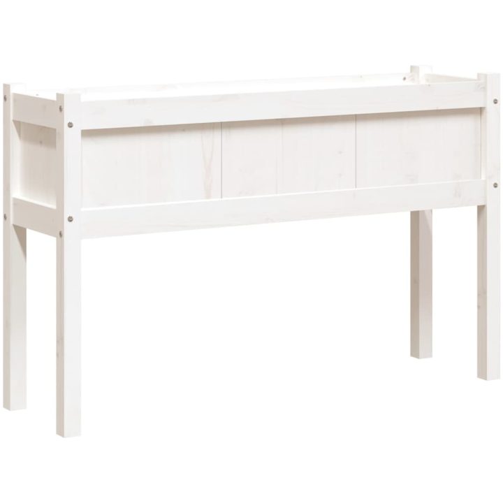 Odlingslådor med ben vit 110x31x70 cm massiv furu vidaXL – bild 7