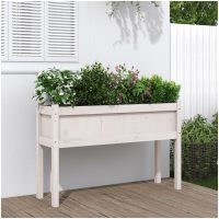 Odlingslådor med ben vit 110x31x70 cm massiv furu vidaXL