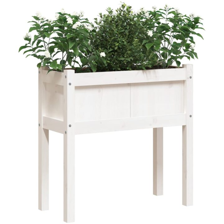 Odlingslådor med ben vit 70x31x70 cm massiv furu vidaXL – bild 4