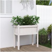 Odlingslådor med ben vit 70x31x70 cm massiv furu vidaXL