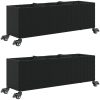 Odlingslådor med hjul 2 st svart konstrotting vidaXL 107 x 32 x 38 cm – miniatyr 2