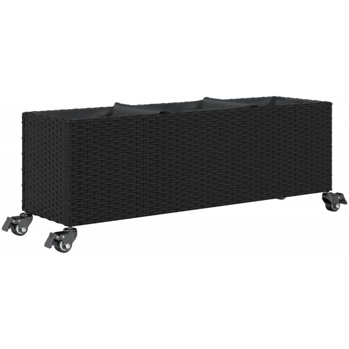 Odlingslådor med hjul 2 st svart konstrotting vidaXL 107 x 32 x 38 cm – bild 8