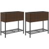 Odlingslådor med hylla 2 st brun konstrotting vidaXL 70 x 28 x 70 cm – miniatyr 2