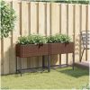 Odlingslådor med hylla 2 st brun konstrotting vidaXL 70 x 28 x 70 cm – miniatyr 3