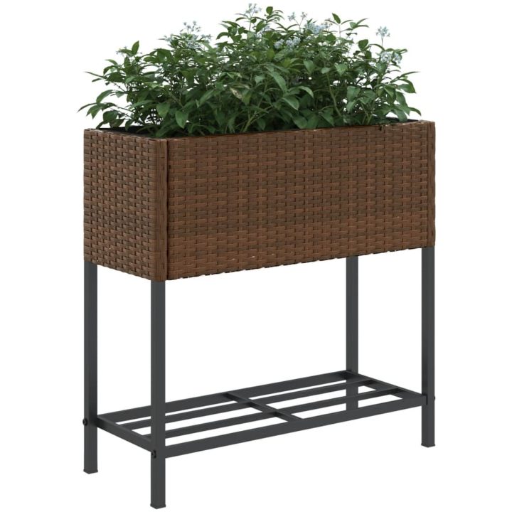 Odlingslådor med hylla 2 st brun konstrotting vidaXL 70 x 28 x 70 cm – bild 4