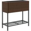 Odlingslådor med hylla 2 st brun konstrotting vidaXL 70 x 28 x 70 cm – miniatyr 5