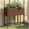 Odlingslådor med hylla 2 st brun konstrotting vidaXL 70 x 28 x 70 cm – miniatyr 1
