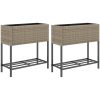 Odlingslådor med hylla 2 st grå konstrotting vidaXL 70 x 28 x 70 cm – miniatyr 2