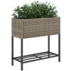 Odlingslådor med hylla 2 st grå konstrotting vidaXL 70 x 28 x 70 cm – miniatyr 4