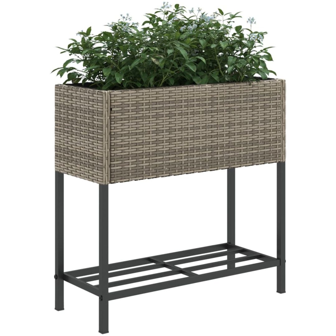 Odlingslådor med hylla 2 st grå konstrotting vidaXL 70 x 28 x 70 cm – bild 4