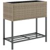 Odlingslådor med hylla 2 st grå konstrotting vidaXL 70 x 28 x 70 cm – miniatyr 5