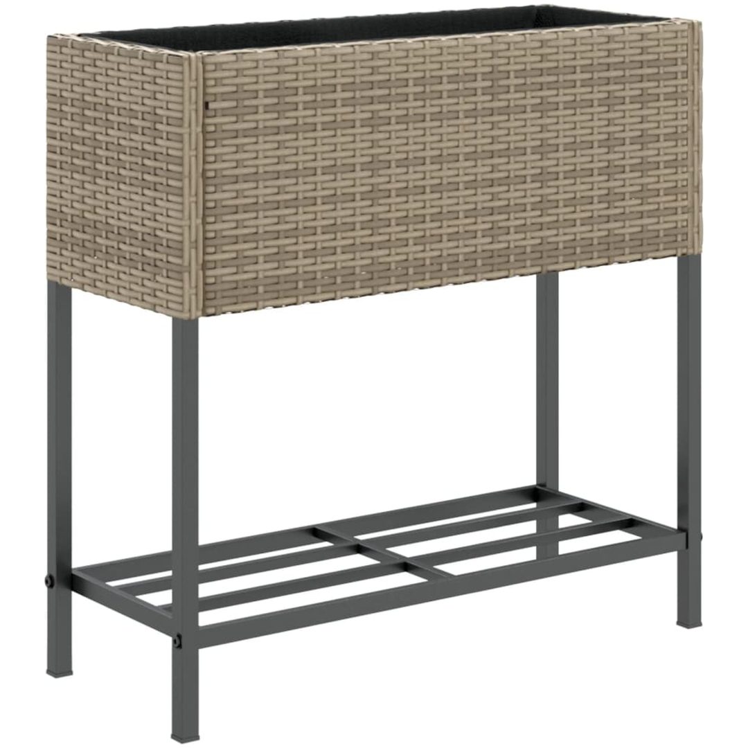 Odlingslådor med hylla 2 st grå konstrotting vidaXL 70 x 28 x 70 cm – bild 5