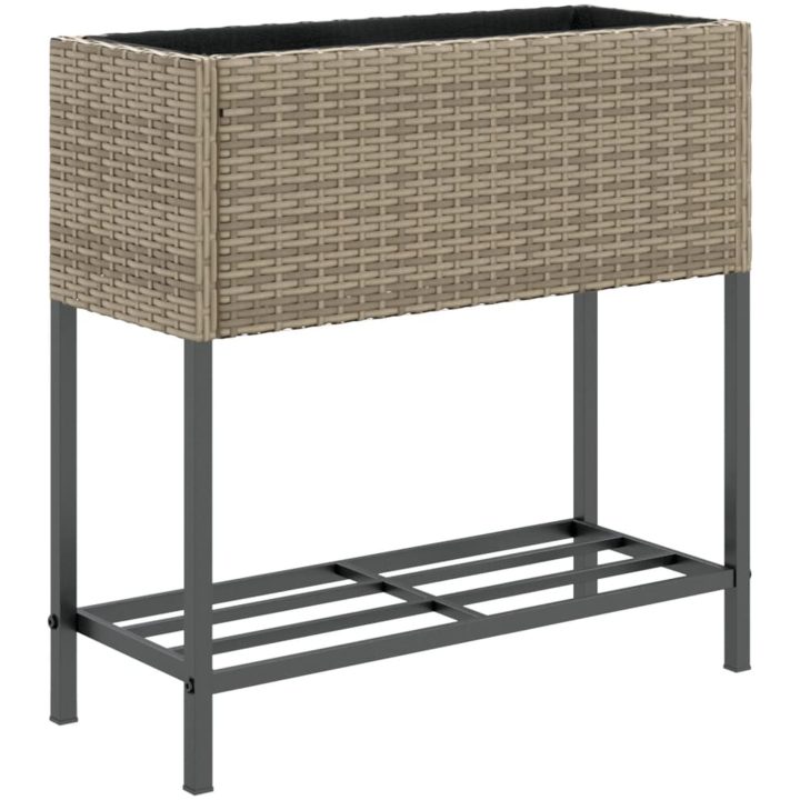 Odlingslådor med hylla 2 st grå konstrotting vidaXL 70 x 28 x 70 cm – bild 5