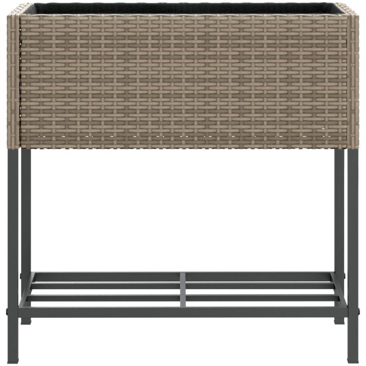 Odlingslådor med hylla 2 st grå konstrotting vidaXL 70 x 28 x 70 cm – bild 6