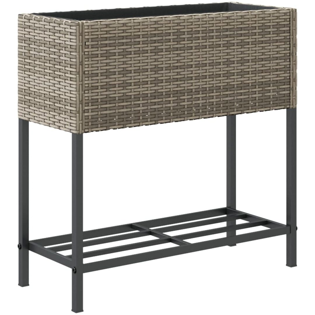 Odlingslådor med hylla 2 st grå konstrotting vidaXL 70 x 28 x 70 cm – bild 8