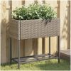 Odlingslådor med hylla 2 st grå konstrotting vidaXL 70 x 28 x 70 cm – miniatyr 1