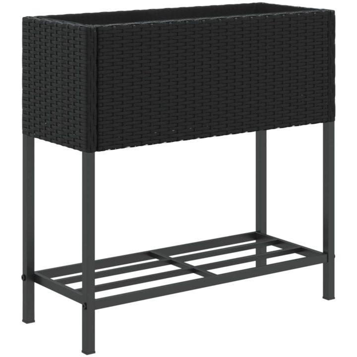 Odlingslådor med hylla 2 st svart konstrotting vidaXL 70 x 28 x 70 cm – bild 5