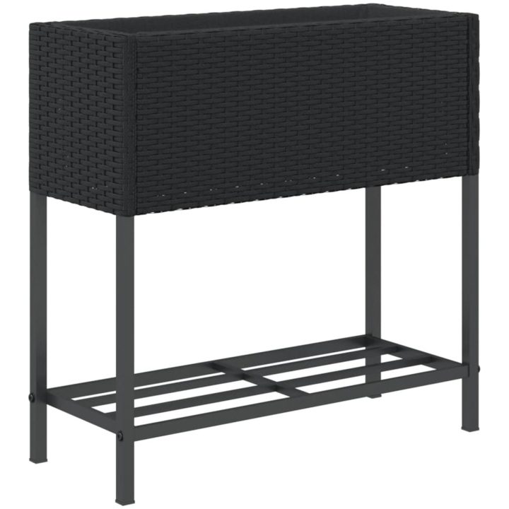 Odlingslådor med hylla 2 st svart konstrotting vidaXL 70 x 28 x 70 cm – bild 8