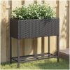 Odlingslådor med hylla 2 st svart konstrotting vidaXL 70 x 28 x 70 cm – miniatyr 1