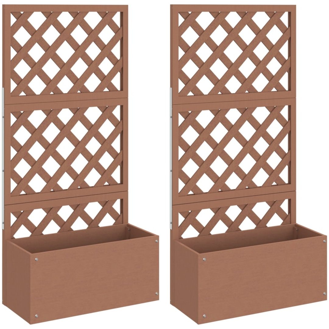 Odlingslådor med spaljé 2 st brun WPC vidaXL 65 x 33 x 135 cm – bild 2