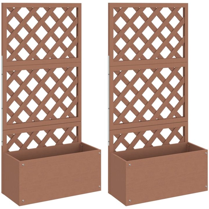 Odlingslådor med spaljé 2 st brun WPC vidaXL 65 x 33 x 135 cm – bild 2