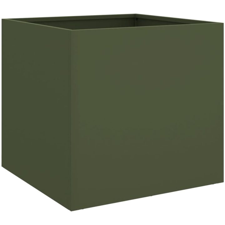 Odlingslådor olivgrön kallvalsat stål vidaXL 42 x 40 x 39 cm – bild 2