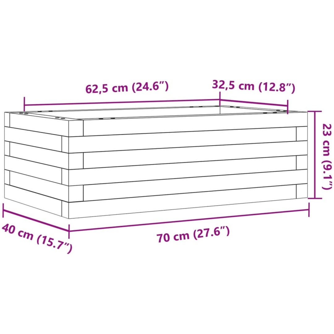 Odlingslådor vit massiv furu vidaXL 70 x 40 x 23 cm – bild 10