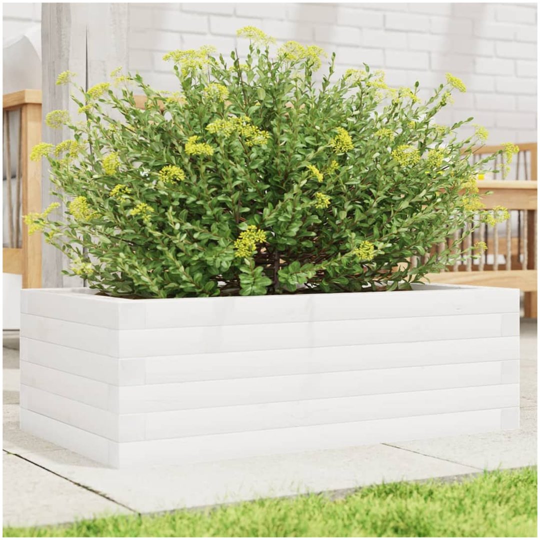 Odlingslådor vit massiv furu vidaXL 70 x 40 x 23 cm