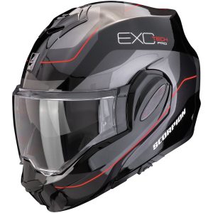 Öppningsbar hjälm EXO-TECH EVO PRO Commuta Svart/Grå/Röd Scorpion