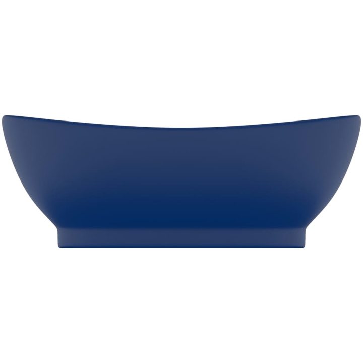 Ovalt handfat med bräddavlopp matt mörkblå 58,5x39 cm keramik vidaXL – bild 3