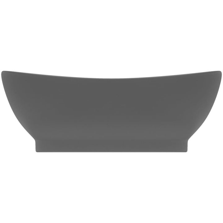 Ovalt handfat med bräddavlopp matt mörkgrå 58,5x39 cm keramik vidaXL – bild 3