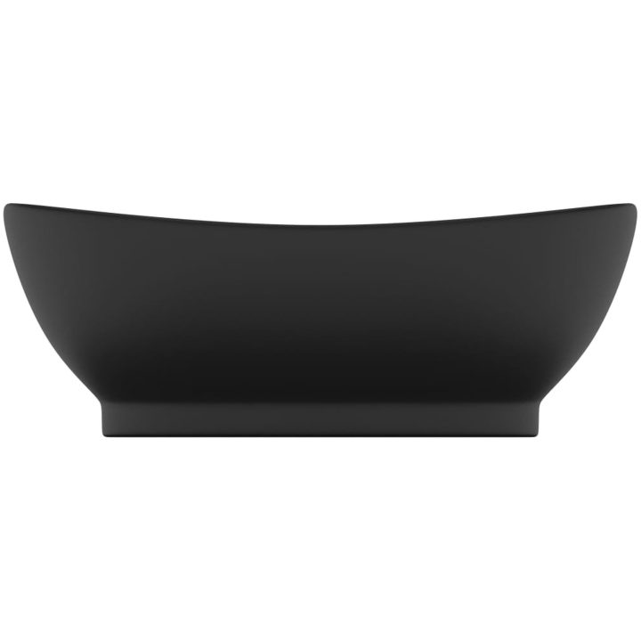 Ovalt handfat med bräddavlopp matt svart 58,5x39 cm keramik vidaXL – bild 3