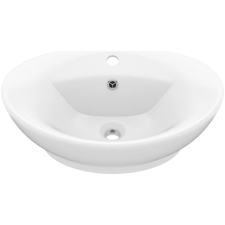 Ovalt handfat med bräddavlopp matt vit 58,5x39 cm keramik vidaXL – bild 2
