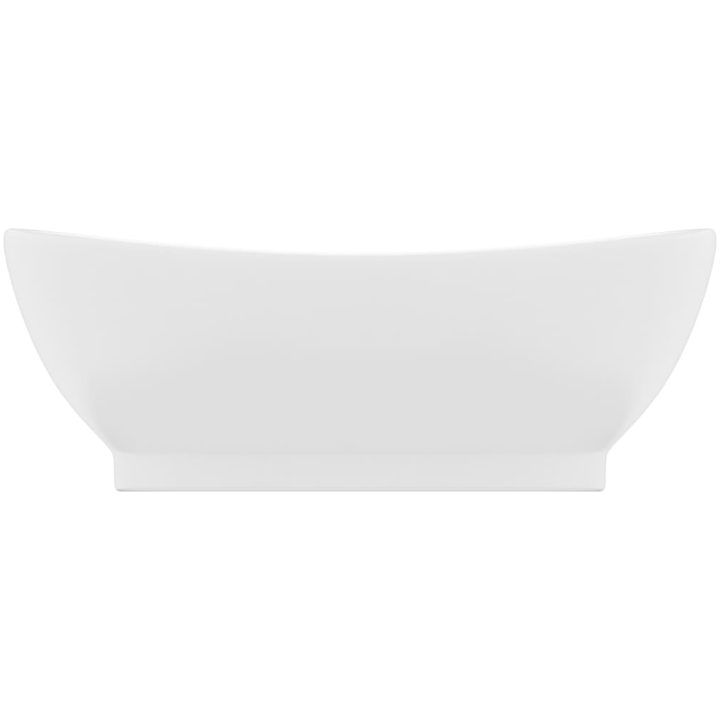 Ovalt handfat med bräddavlopp matt vit 58,5x39 cm keramik vidaXL – bild 3