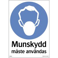 Påbudsskylt Golvdekal Munskydd måste användas
