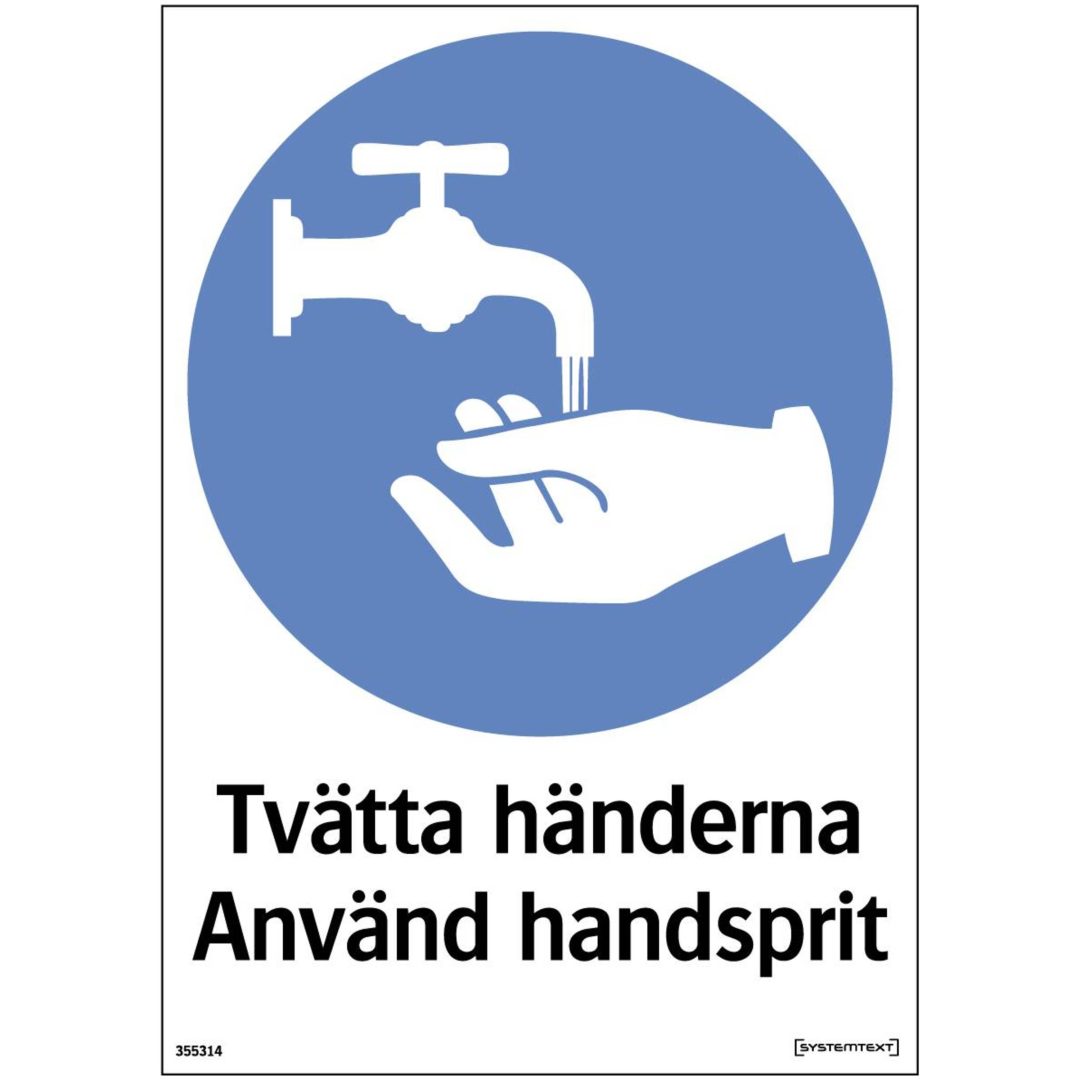 Påbudsskylt Tvätta händerna SKYLT 355324 297X195MM – bild 2
