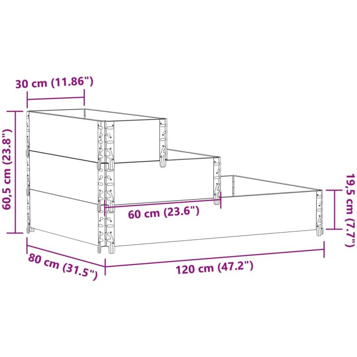Pallkrage 3 nivåer 120x80 cm massiv furu vidaXL 120 x 80 cm (80 x 30 cm) – bild 8