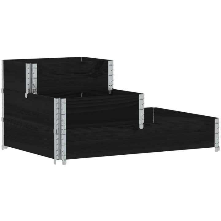 Pallkrage 3 nivåer svart 120x80 cm massiv furu vidaXL 120 x 80 cm (60 x 40 cm) – bild 2